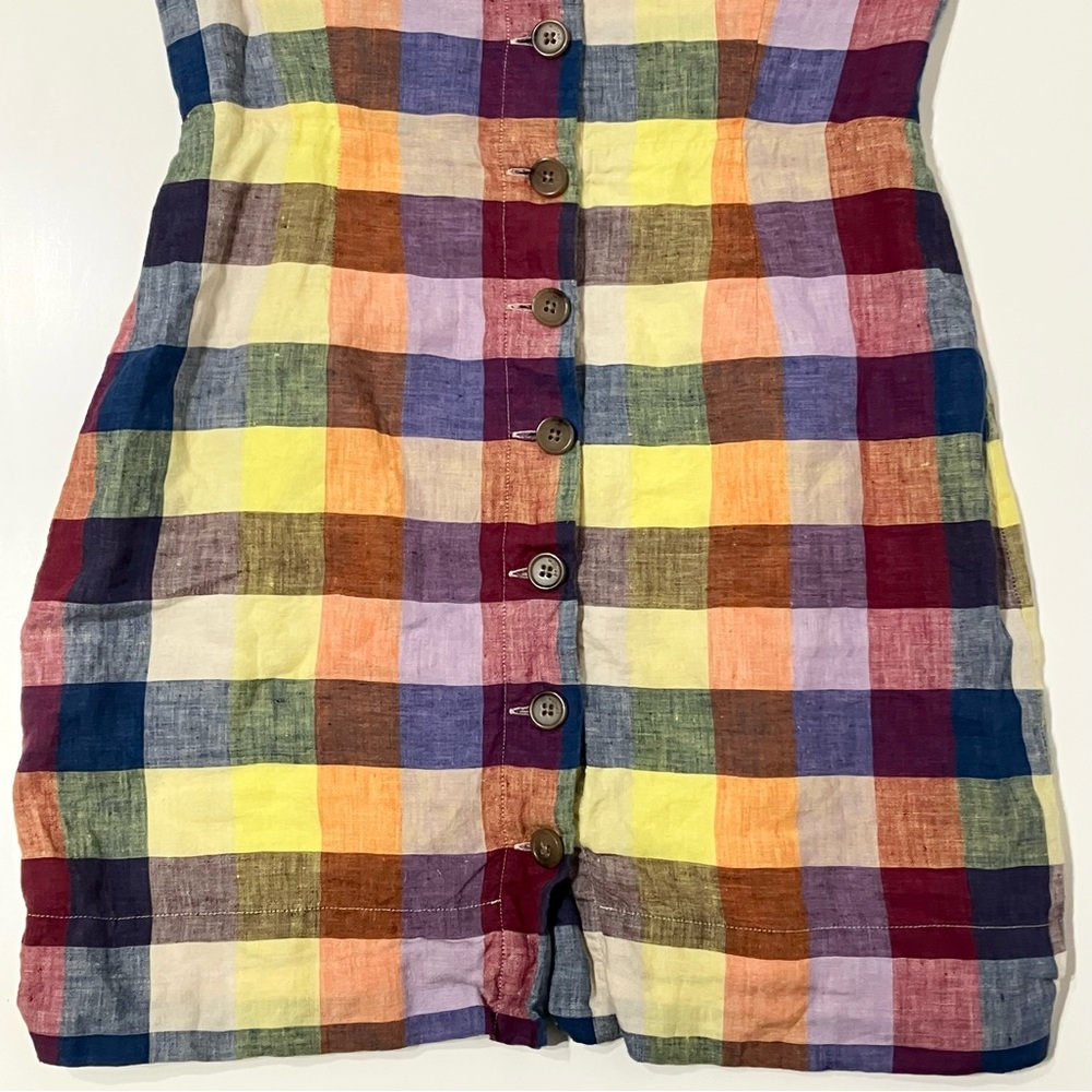 Aritzia Wilfred Ducharme Linen Button Down Plaid Mini Dress 6 - Picture 4 of 9